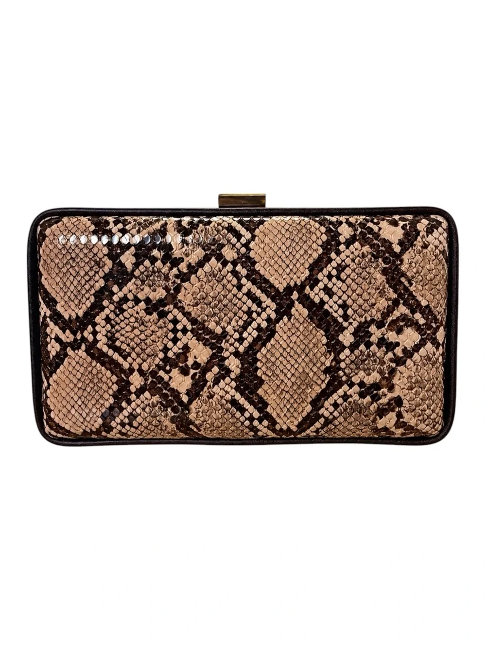 Urban Expressions Evening Box Clutch Vivian O'Nay Vegan Snake Print Beige